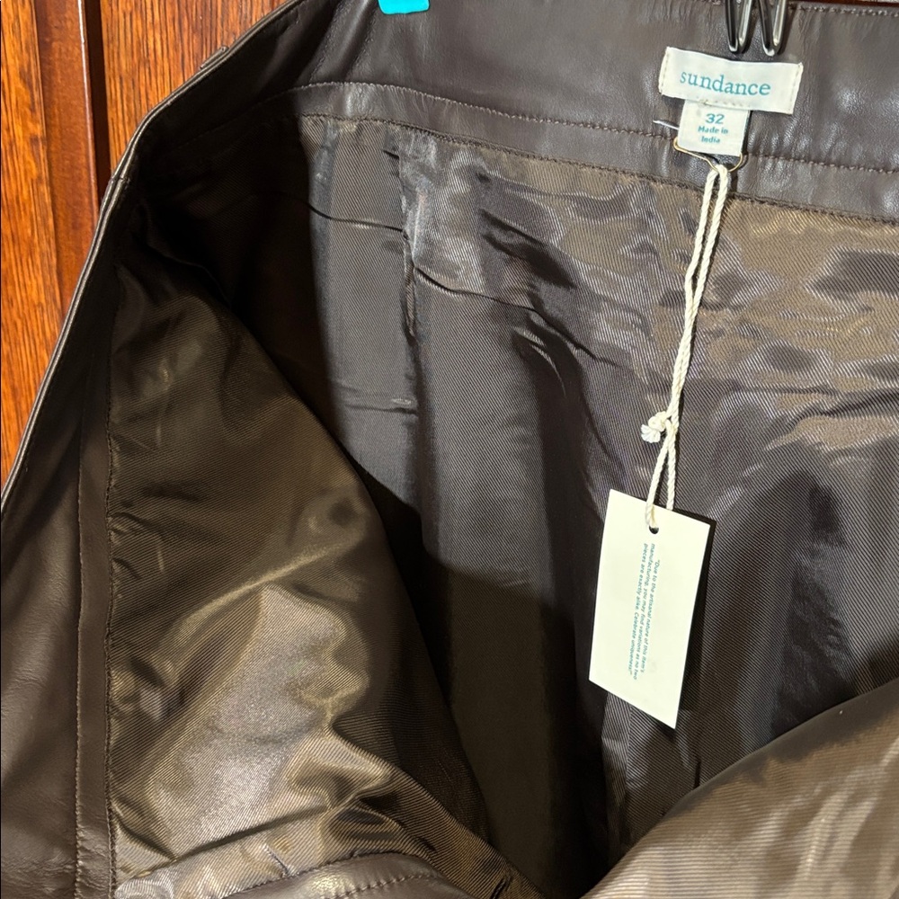Sundance Women’s Brown Soft Leather Ankle Pants Sz. 32 - NWT - Picture 14 of 14